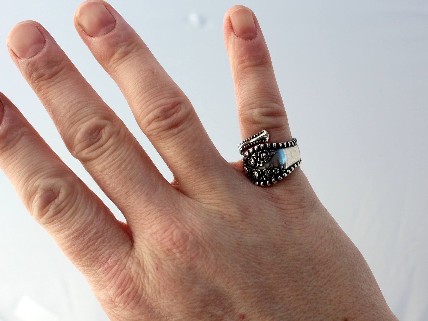 Lancaster Rose Sterling Silver Spoon Ring Demitasse Wrap Ring