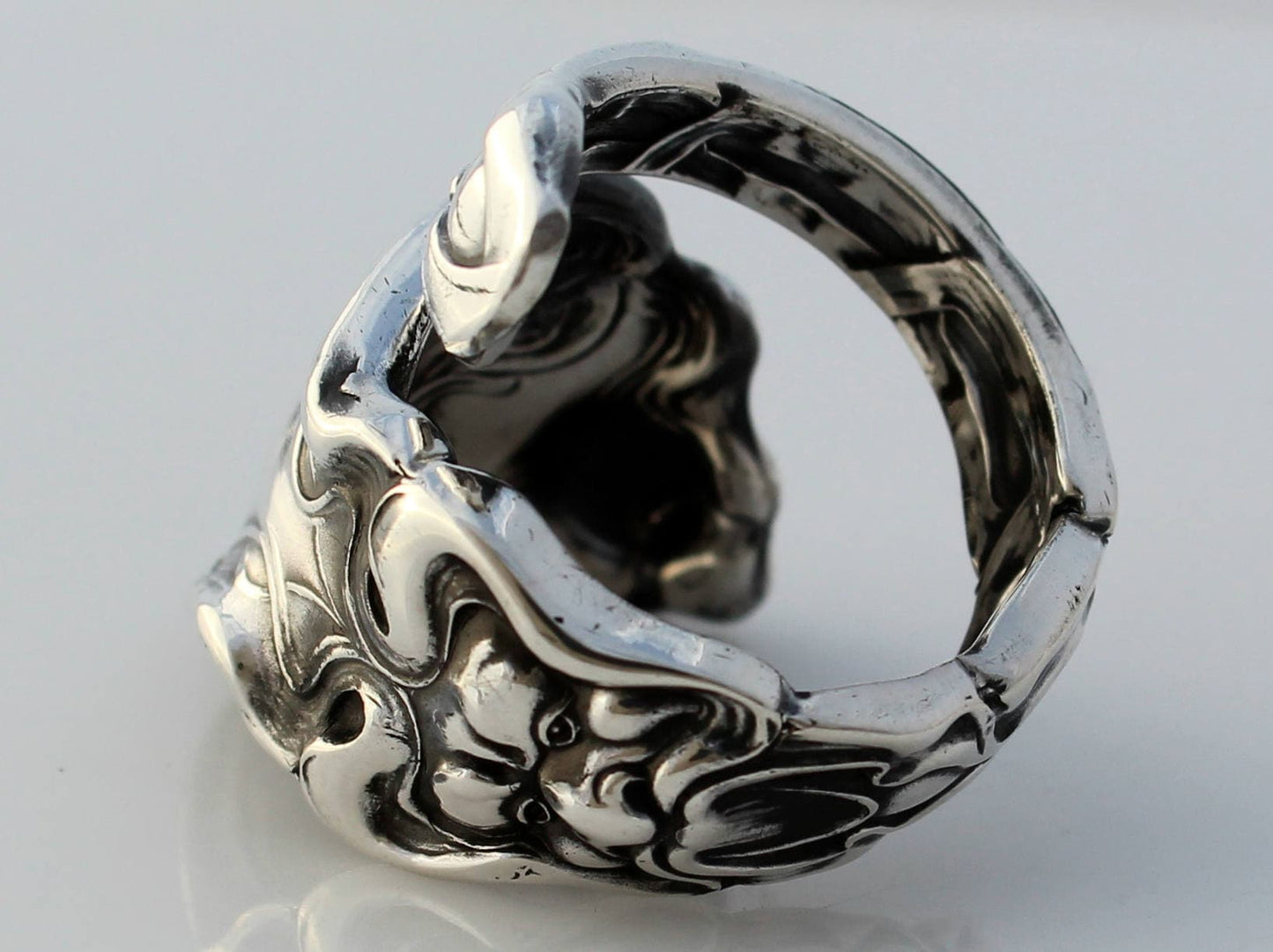 Sterling Silver Spoon Ring Dolphin Douvaine Art Nouveau by Unger 1890