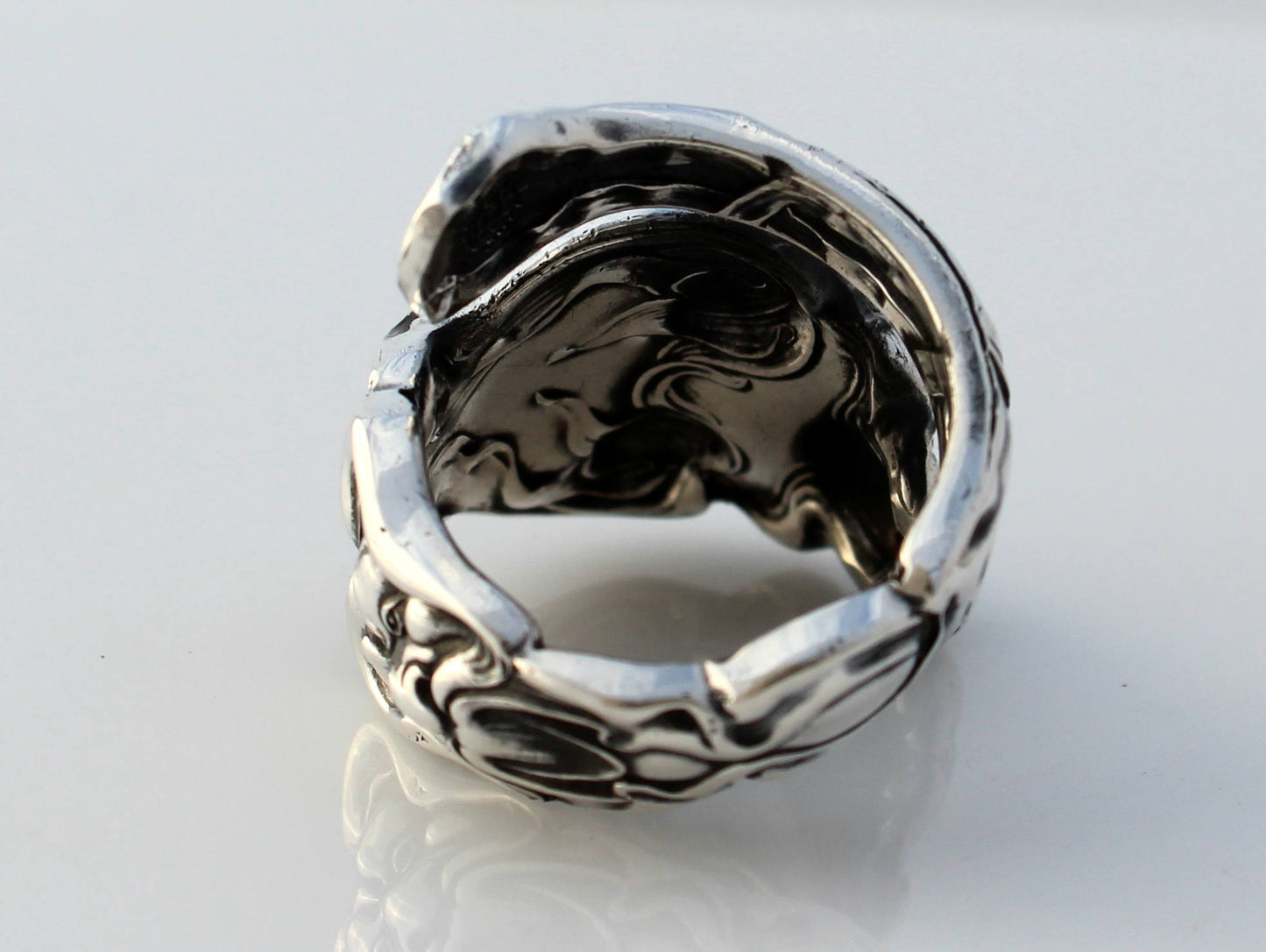 Sterling Silver Spoon Ring Dolphin Douvaine Art Nouveau by Unger 1890