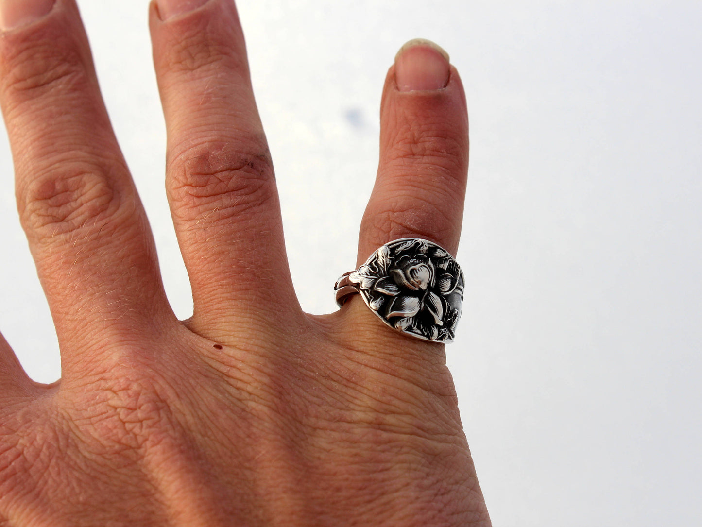 Spoon Ring Sterling Silver Daffodil Watson Floral Series #2 Size 6-10