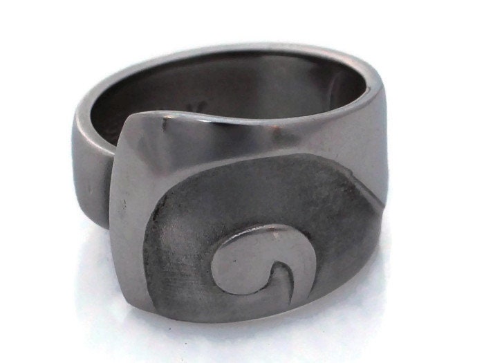 Stainless Steel Spoon Ring Mens Ring Sand Script