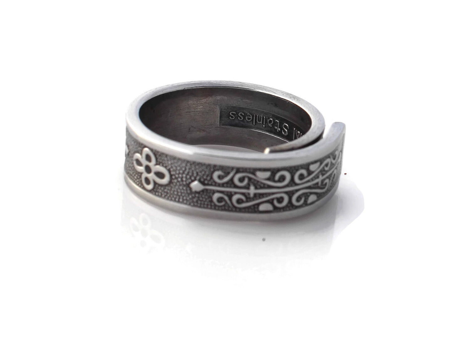 Stainless Steel Men's Spoon Ring, Kashmir Classic Style