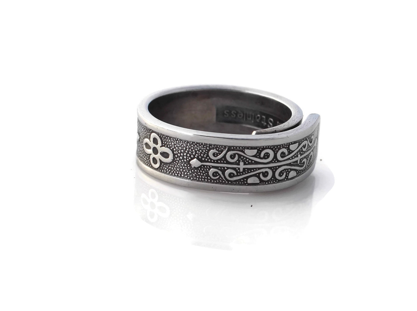 Stainless Steel Men's Spoon Ring, Kashmir Classic Style
