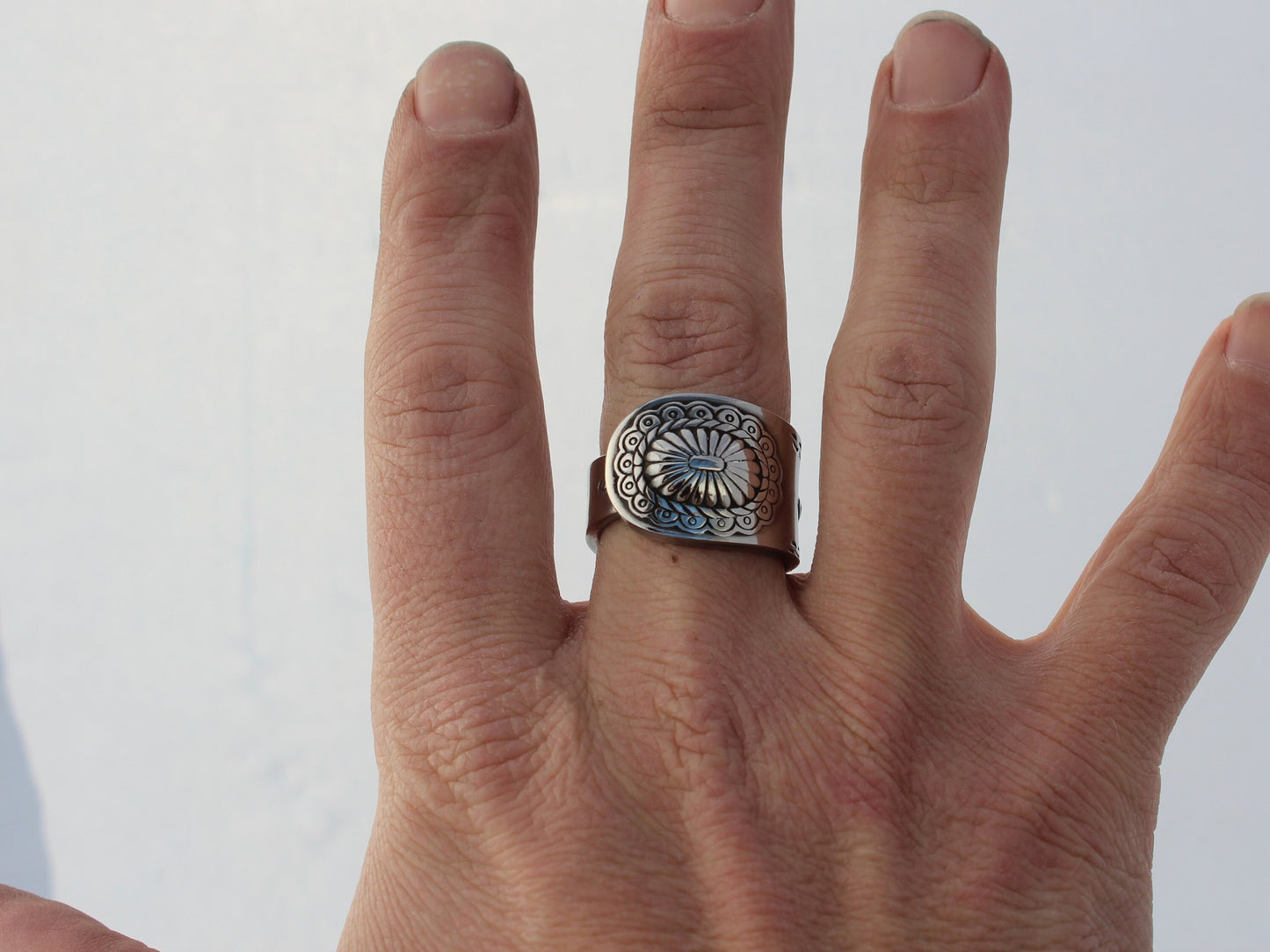 Stainless Steel Spoon Ring Taos Pattern