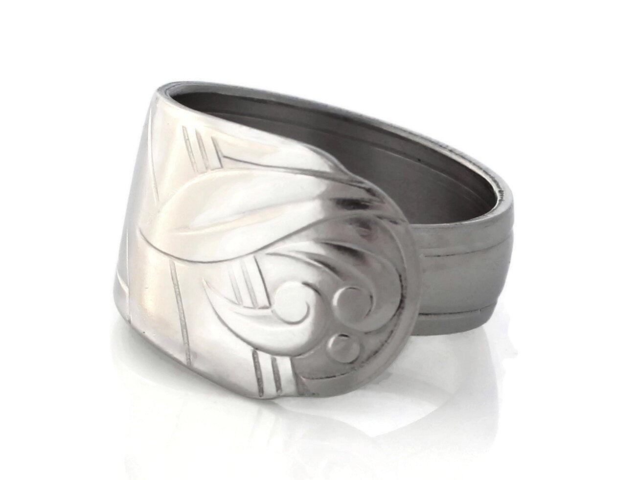 Spoon ring Art Deco Stainless Steel