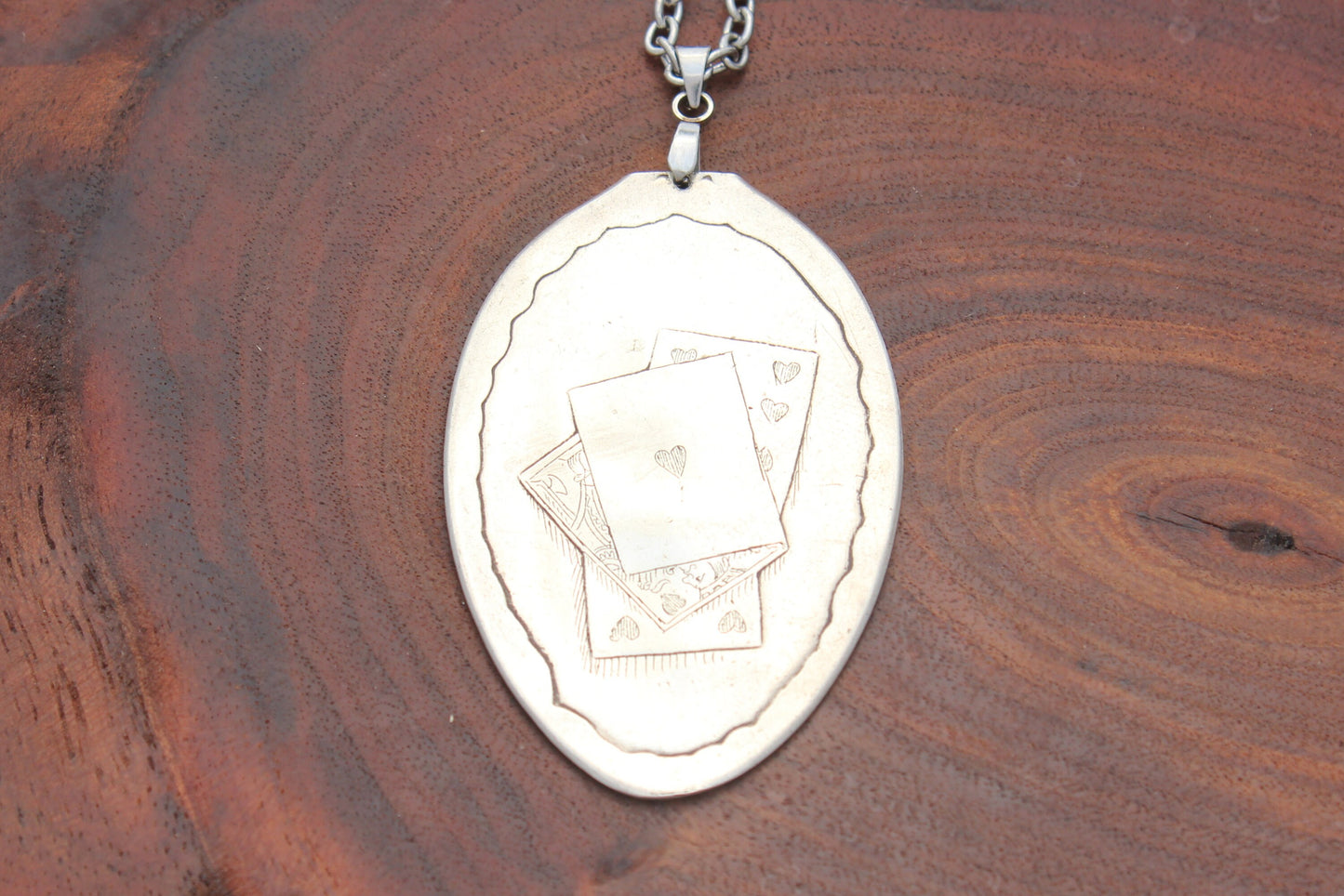 The Gambler Playing Card Pendant Sterling Silver Spoon Bowl Pendant 2-8-1893