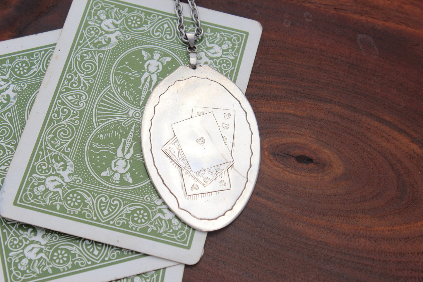 The Gambler Playing Card Pendant Sterling Silver Spoon Bowl Pendant 2-8-1893