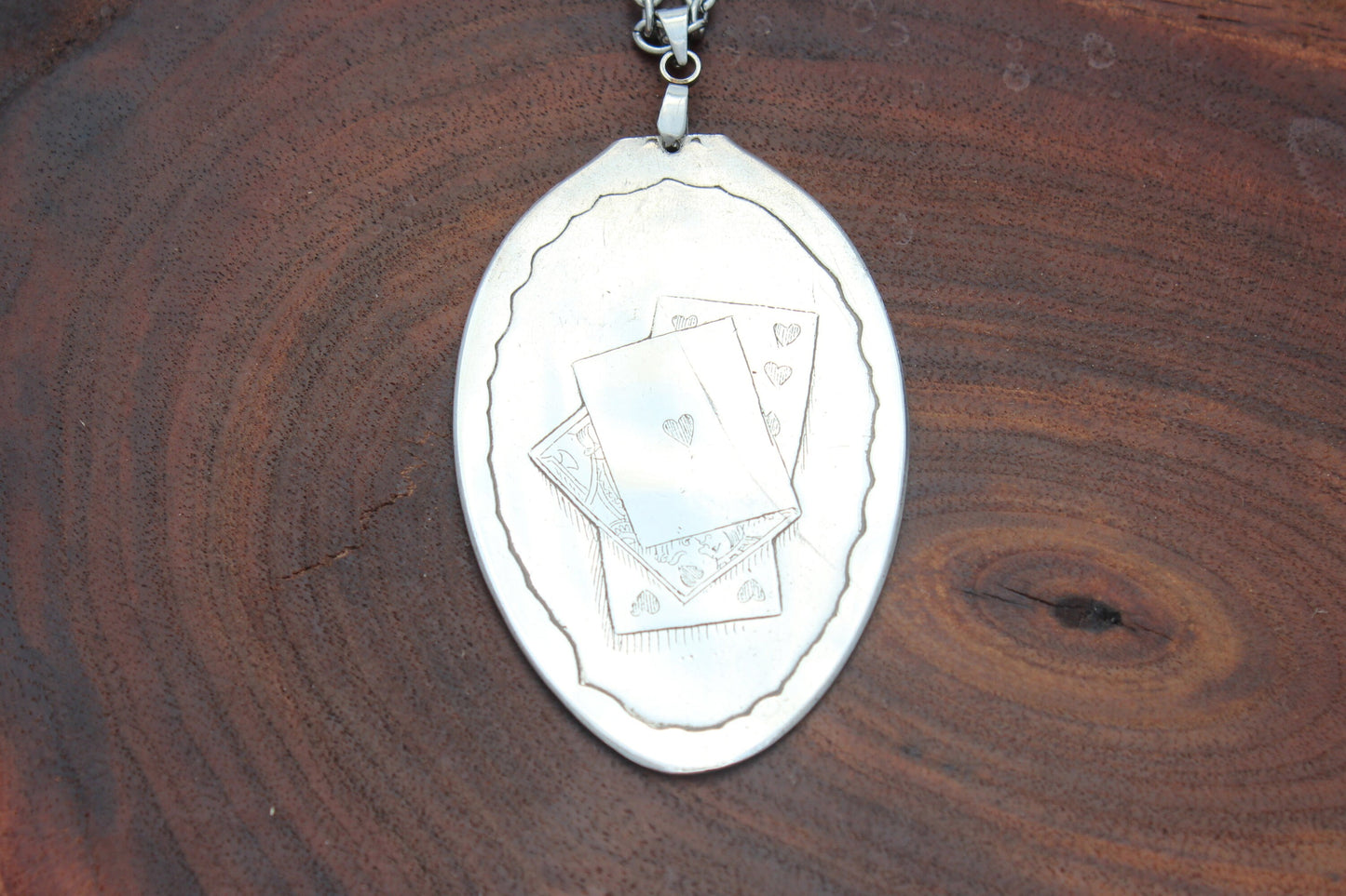 The Gambler Playing Card Pendant Sterling Silver Spoon Bowl Pendant 2-8-1893
