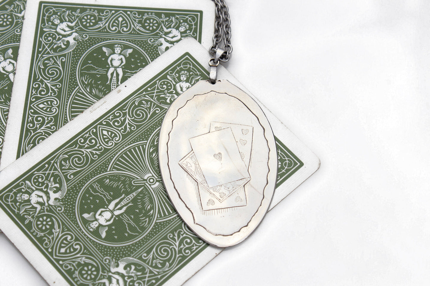 The Gambler Playing Card Pendant Sterling Silver Spoon Bowl Pendant 2-8-1893