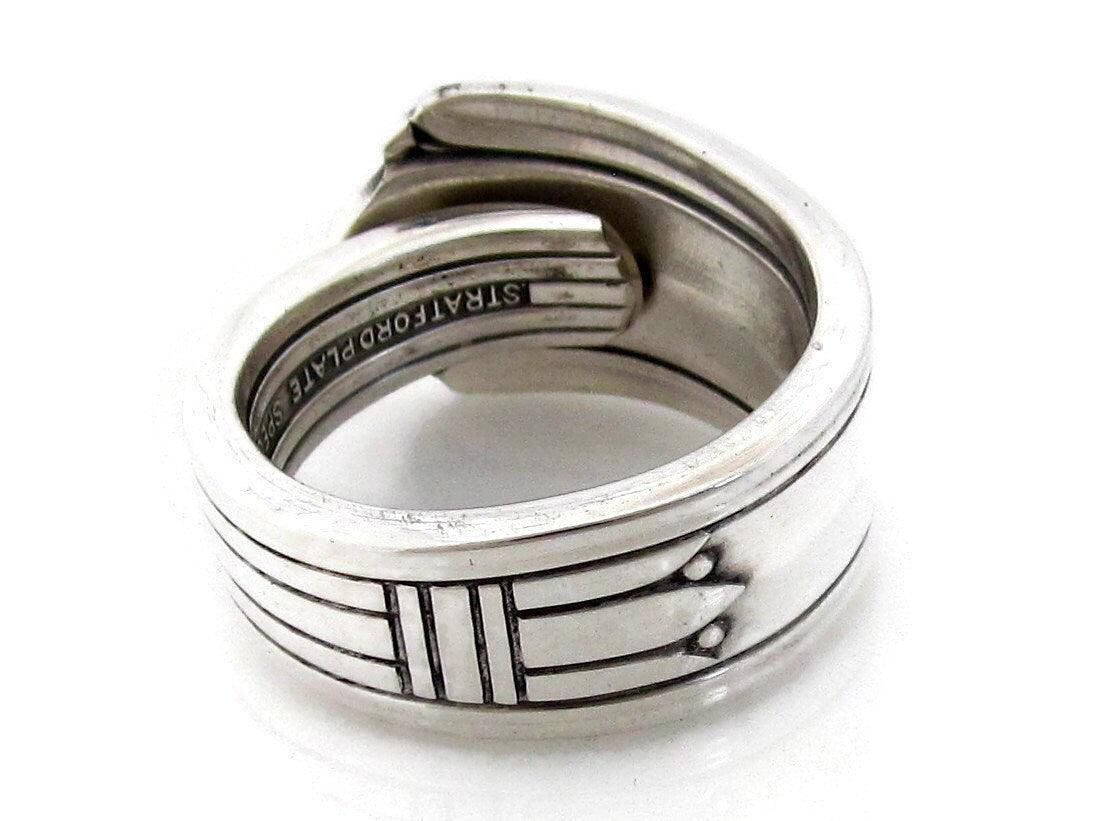 Silver Spoon Ring Cotillion, Art Deco Antique Silverware, Mens