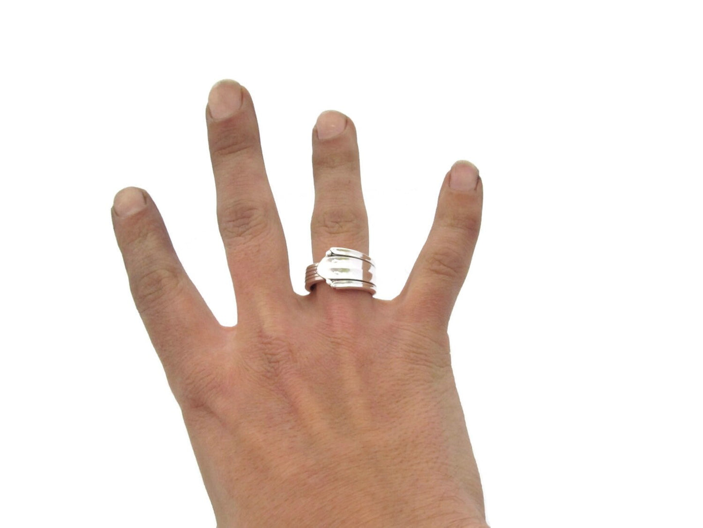 Silver Spoon Ring Cotillion, Art Deco Antique Silverware, Mens