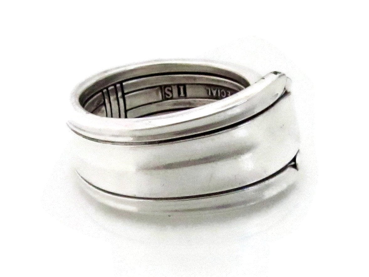Silver Spoon Ring Cotillion, Art Deco Antique Silverware, Mens
