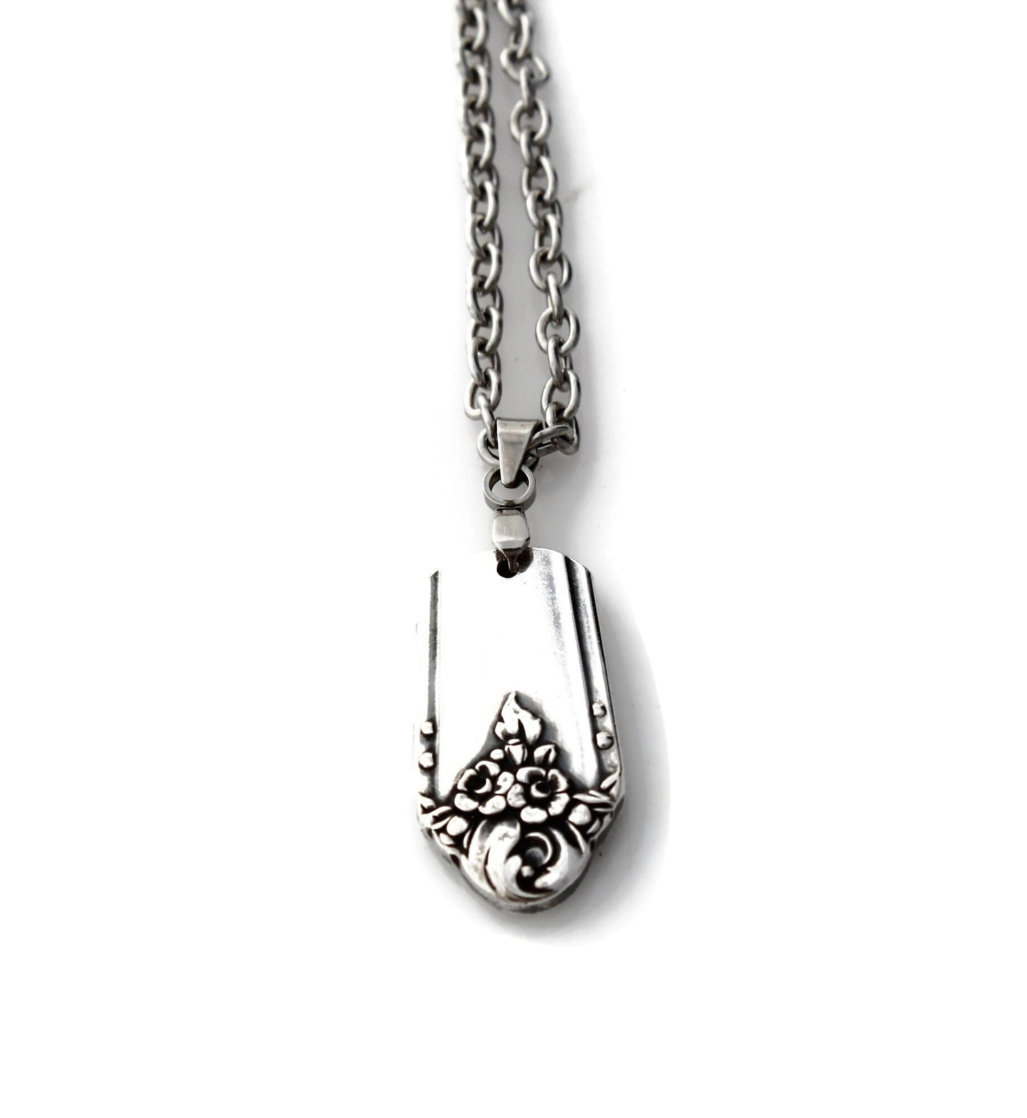 Sweet Briar Floral Necklace 1948 Silverware Jewelry Silverware Pendant
