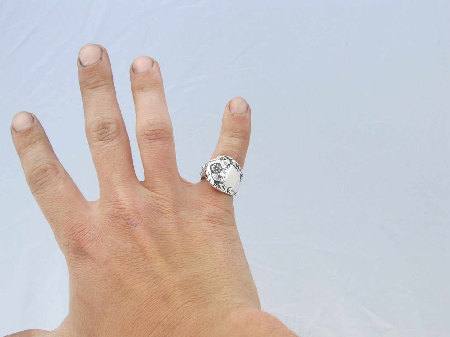 Wild Rose Sterling Spoon Ring Les Cinq Fleurs Art Nouveau 1900