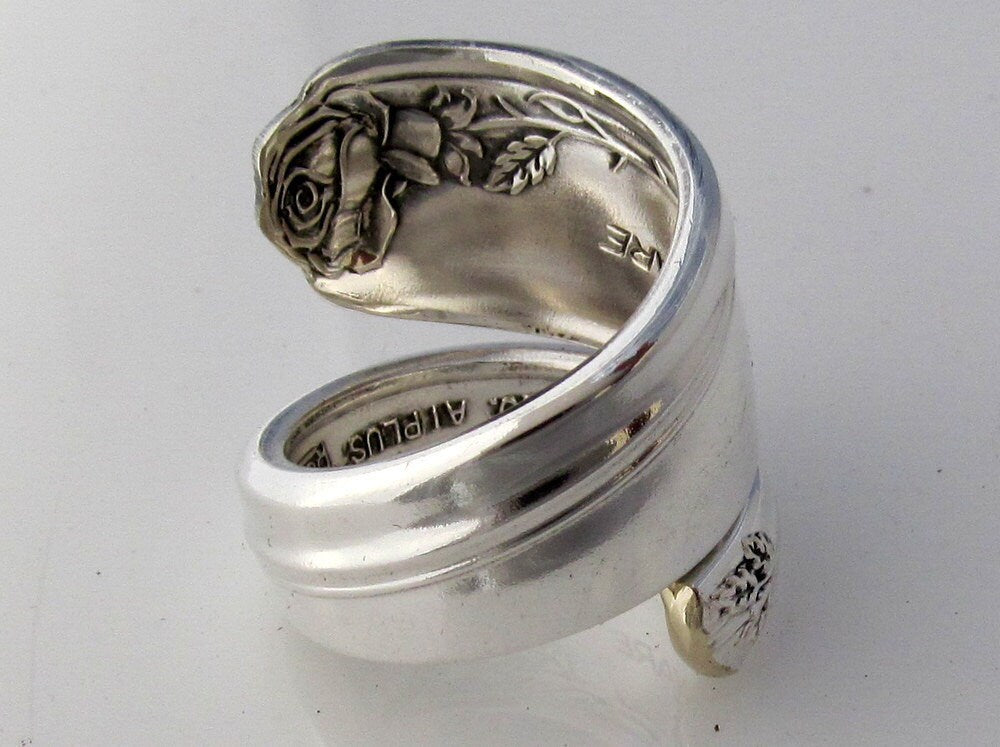Spoon Ring Long Stemmed Rose Pattern size 5 6 7 8 9 10 11 12 13 14 15