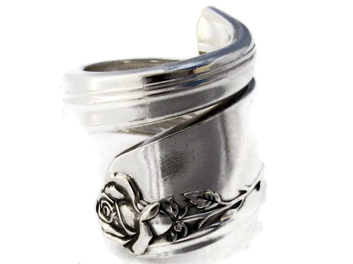 Spoon Ring Long Stemmed Rose Pattern size 5 6 7 8 9 10 11 12 13 14 15