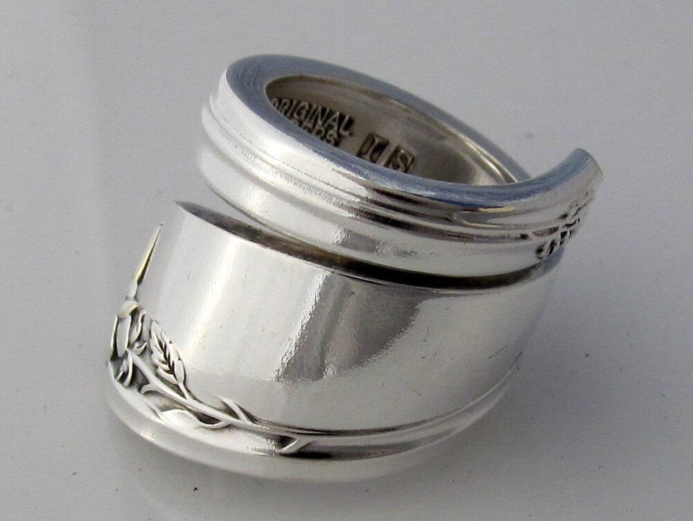 Spoon Ring Long Stemmed Rose Pattern size 5 6 7 8 9 10 11 12 13 14 15