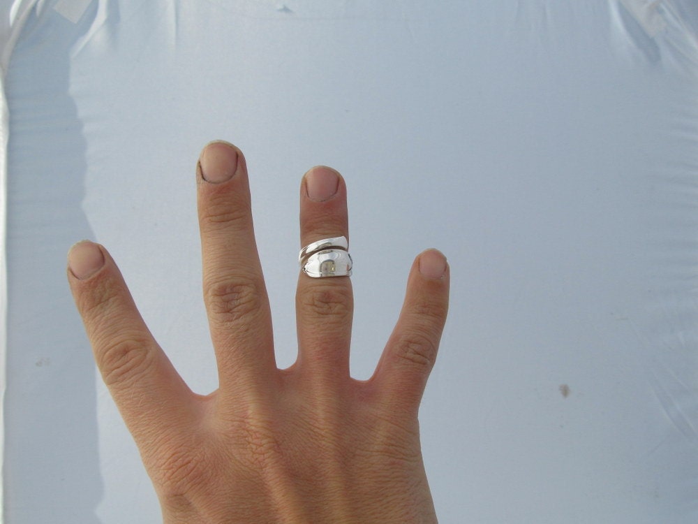 Demitasse Spoon Ring White Orchid Wrapped Ring Dainty Ring