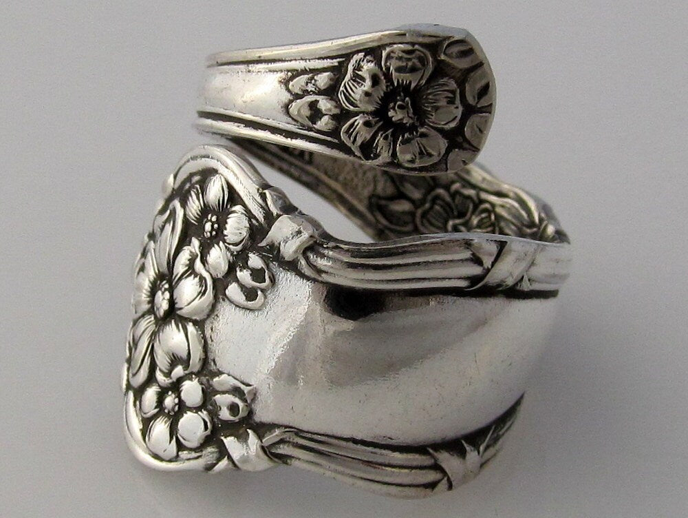 Spoon Ring, Demitasse Size 3- 8 Arbutus Wrapped