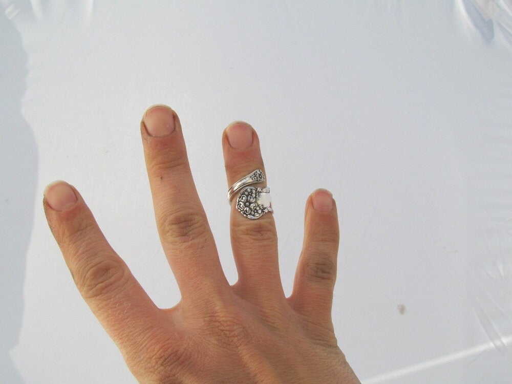 Spoon Ring, Demitasse Size 3- 8 Arbutus Wrapped