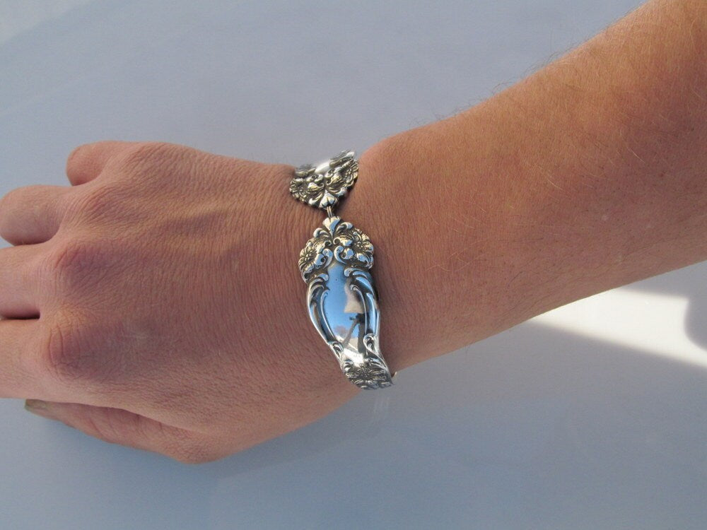 Art Nouveau Silver Spoon Bracelet Tiger Lily 1901 Reed and Barton