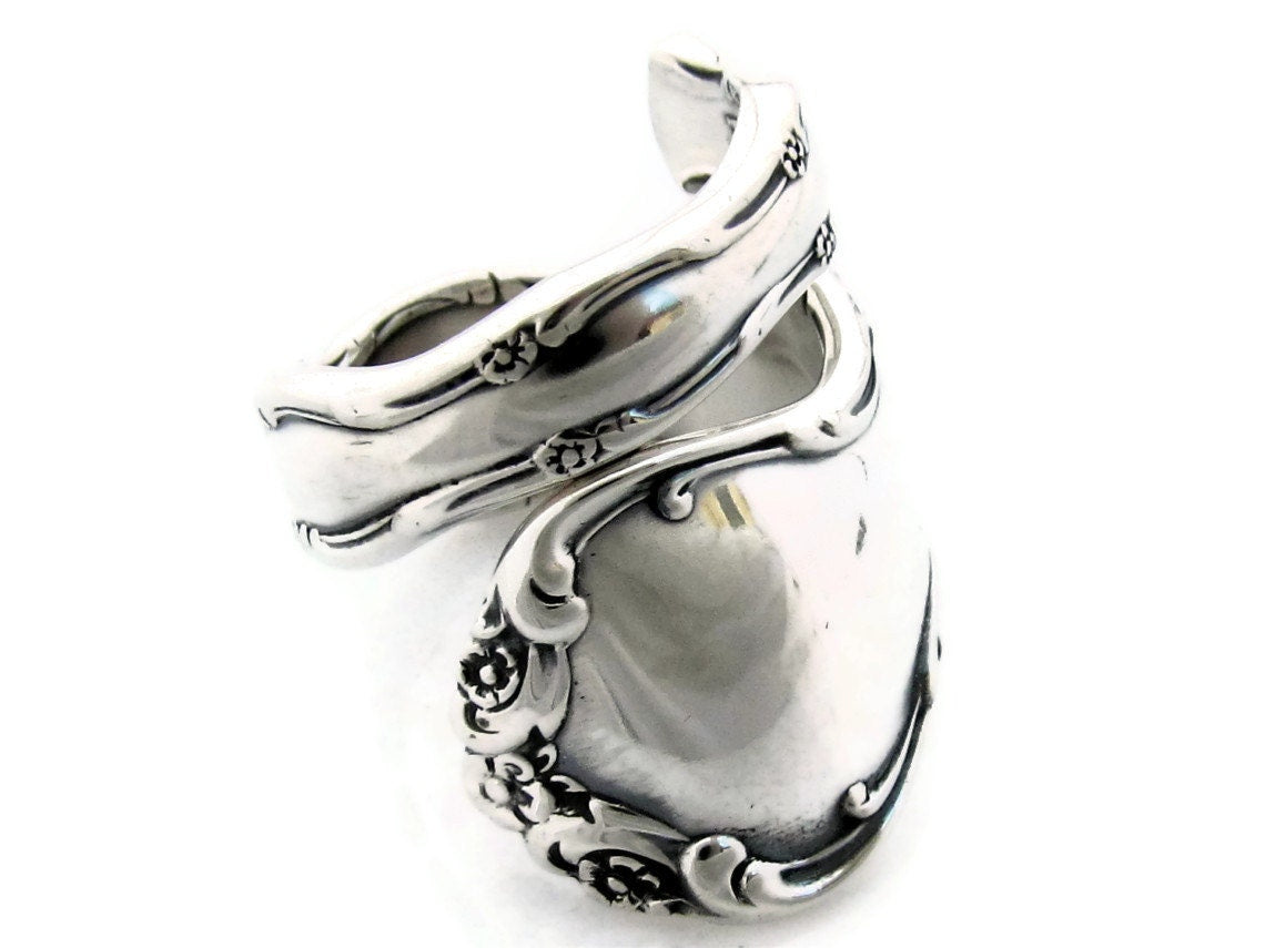 Heavy Wide Wrapped Spoon Ring Solid Sterling Silver Tara Size 6-12 Classic Rococo 1955