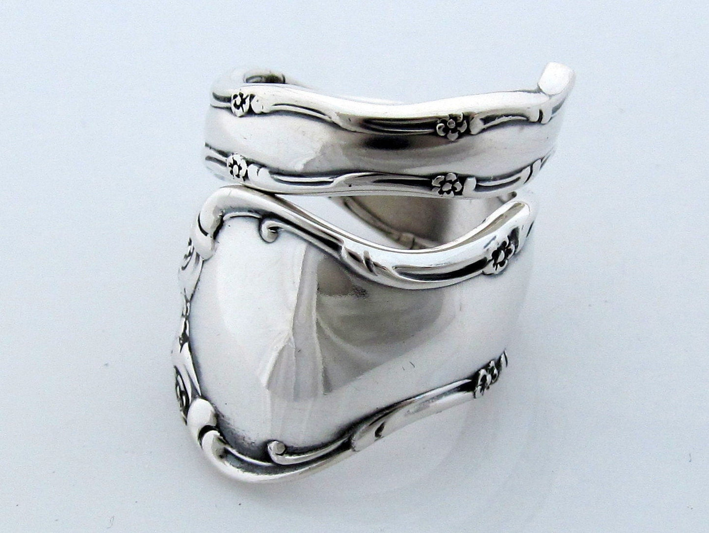 Heavy Wide Wrapped Spoon Ring Solid Sterling Silver Tara Size 6-12 Classic Rococo 1955