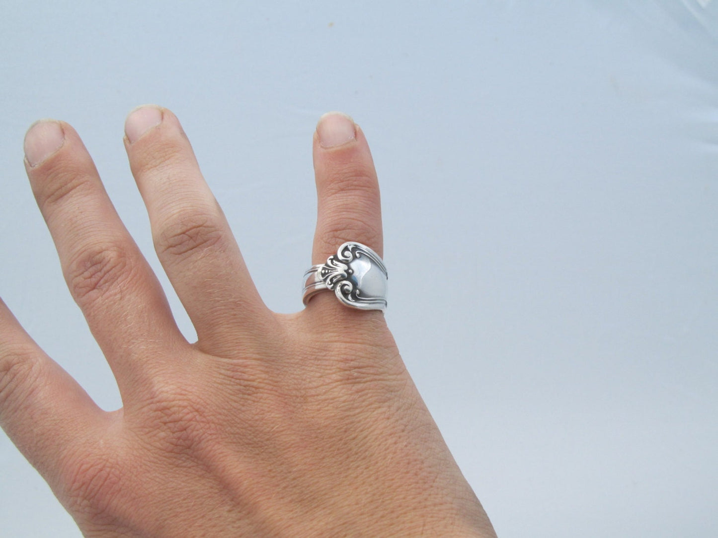Spoon Ring Silver Valley Rose Thumb Ring
