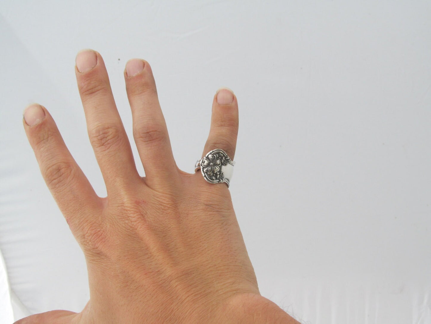 Art Nouveau Silver Spoon Ring Arbutus Antique 1908
