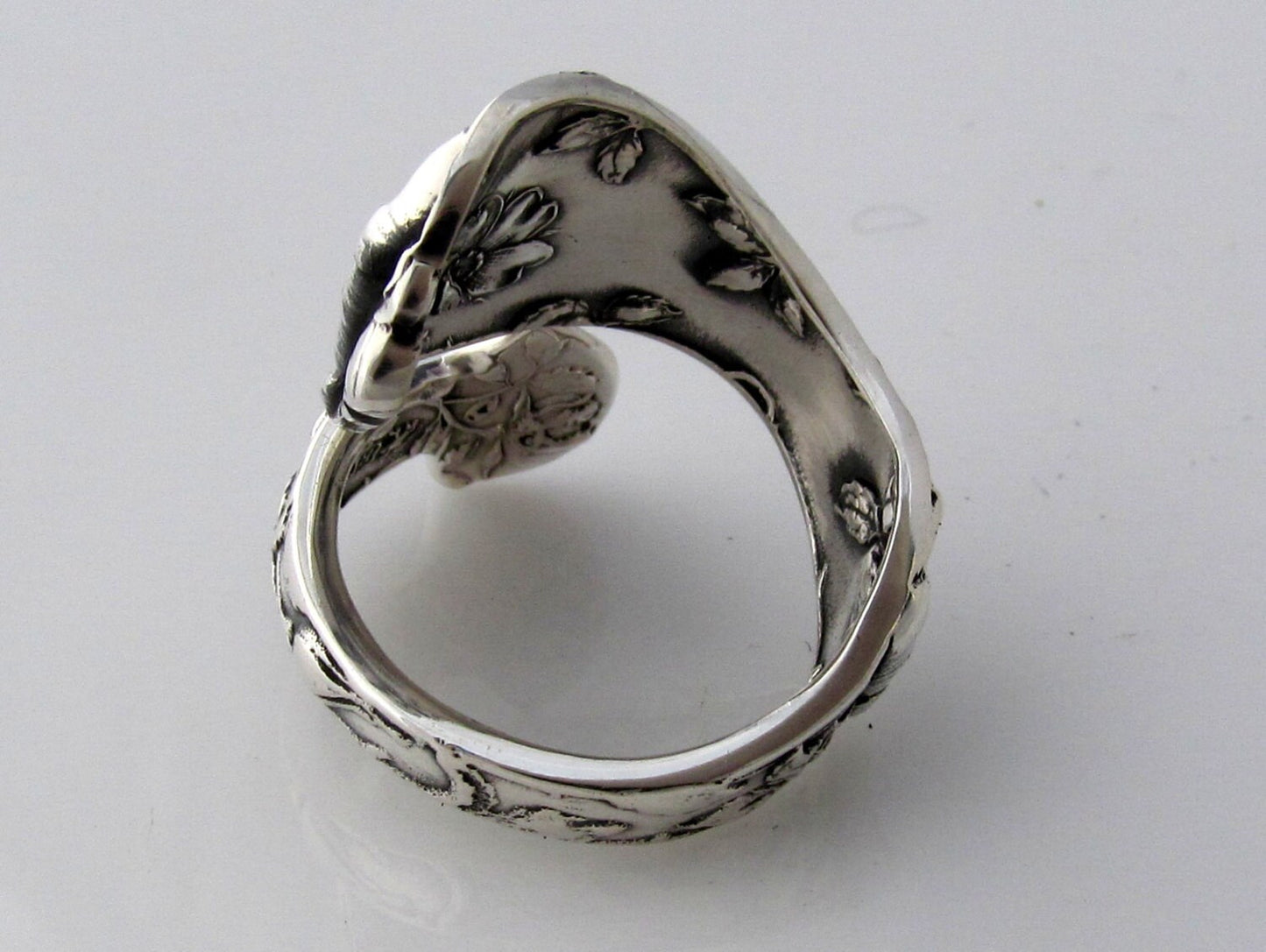 Wild Rose Sterling Spoon Ring Les Cinq Fleurs Art Nouveau 1900 Demitasse Ring