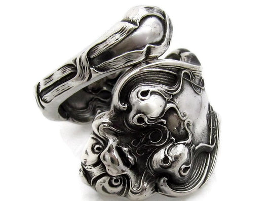 Authentic Sterling Silver Spoon Ring Douvaine Unger Dolphin Ring Art Nouveau Ring