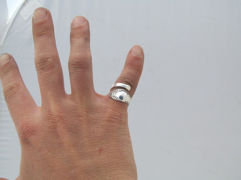 Silver Spoon Ring Woodland Rose Demitasse Spoon 1955 Sizes 3 4 5 6 7 8