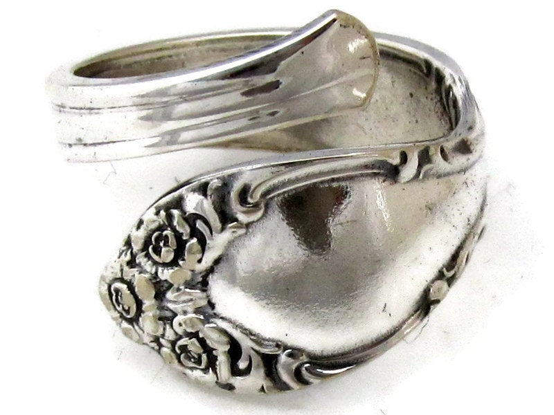 Silver Spoon Ring Woodland Rose Demitasse Spoon 1955 Sizes 3 4 5 6 7 8