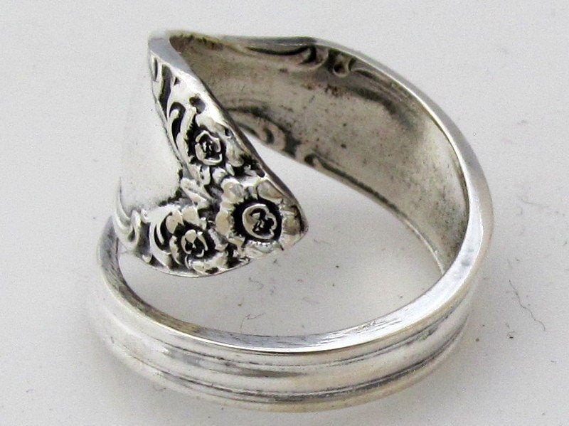 Silver Spoon Ring Woodland Rose Demitasse Spoon 1955 Sizes 3 4 5 6 7 8