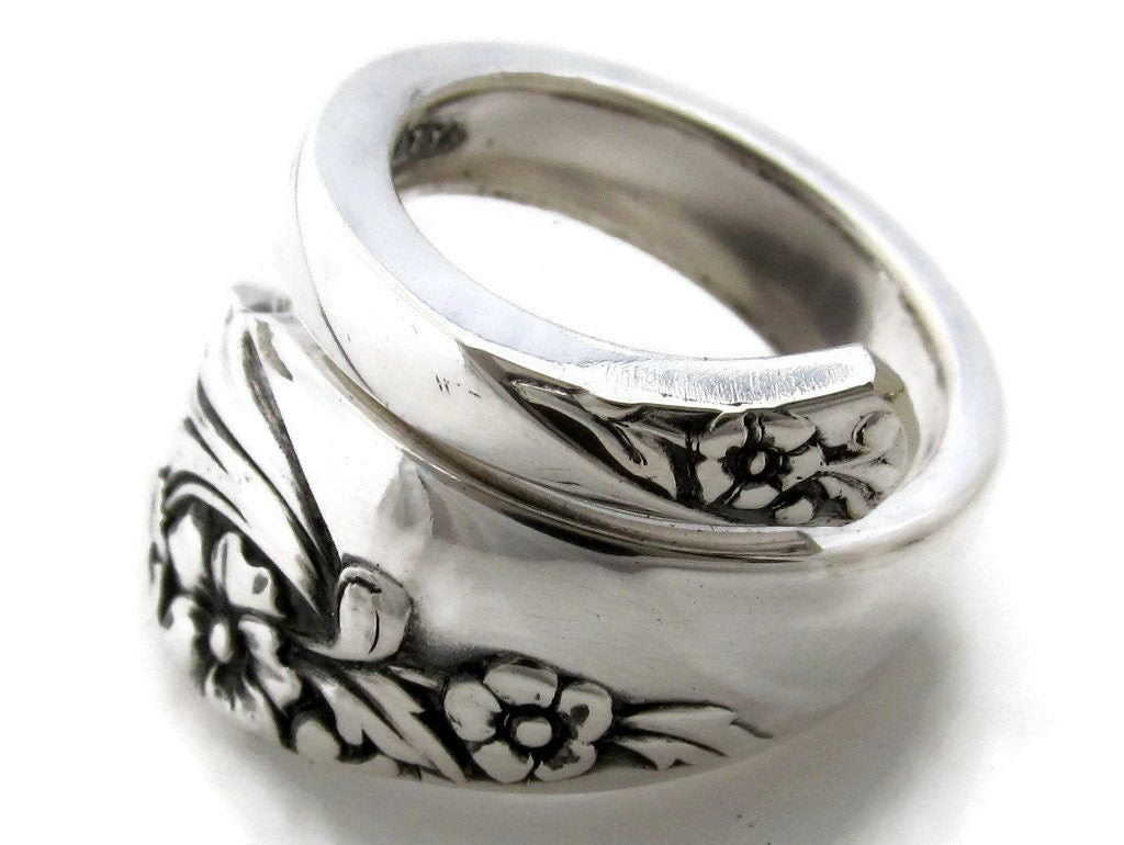 Spoon Ring Evening Star Teaspoon Size 5 to 16 Wrapped