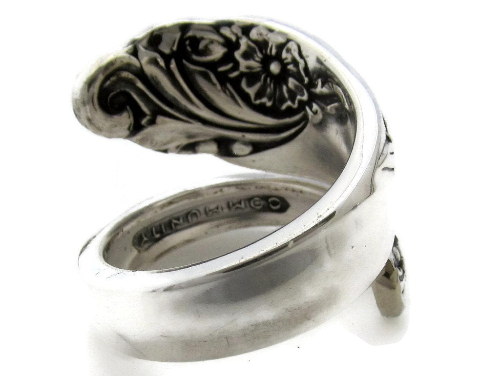 Spoon Ring Evening Star Teaspoon Size 5 to 16 Wrapped