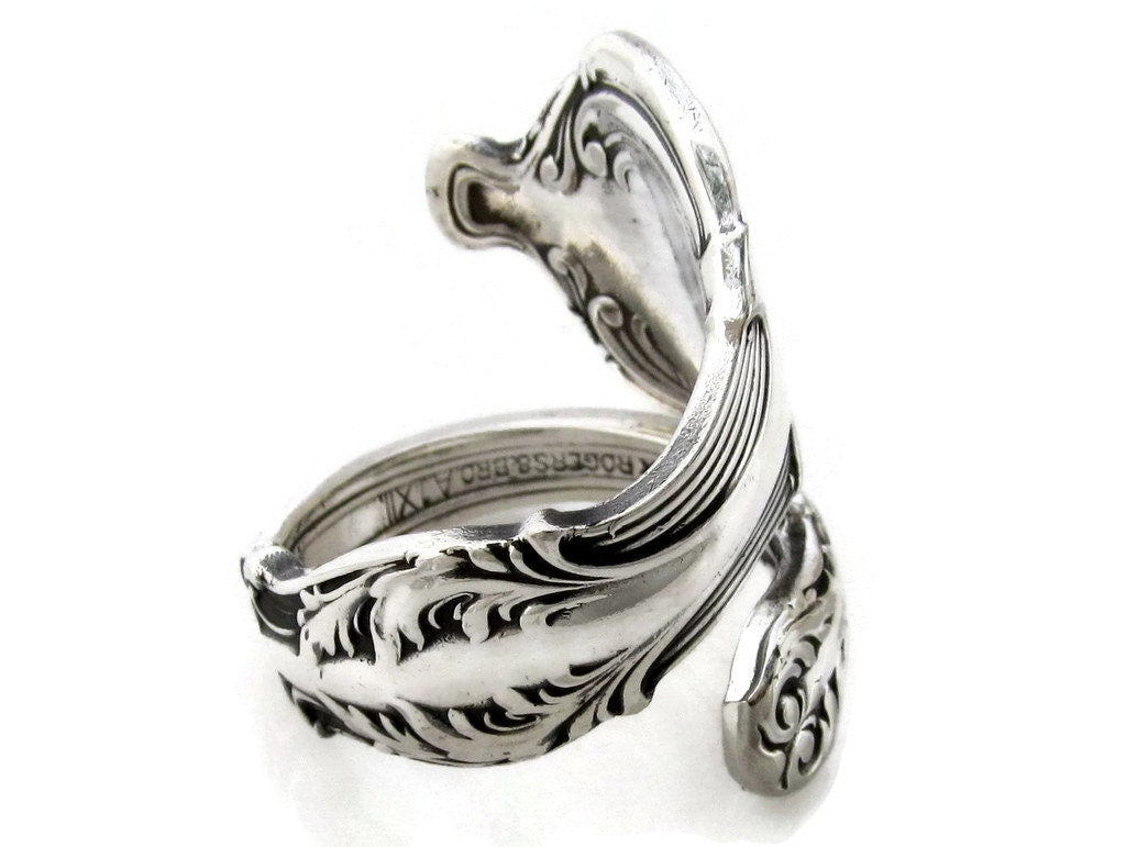 Spoon Ring 1906 Crest Antique Silverware Jewelry Art Nouveau