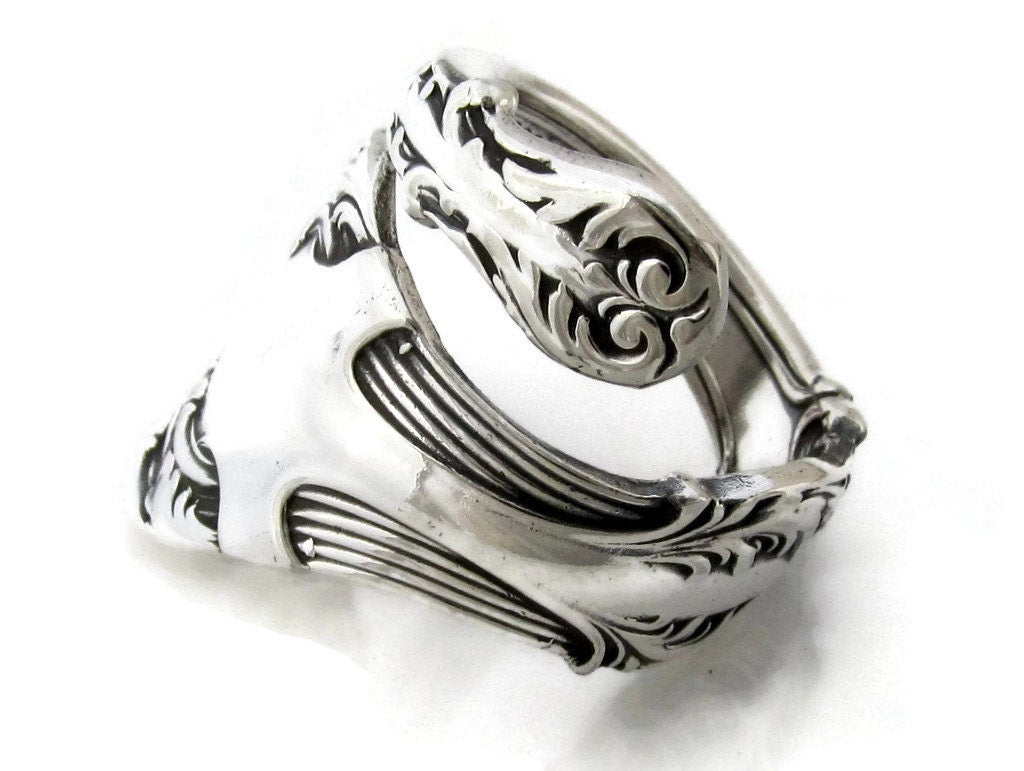 Spoon Ring 1906 Crest Antique Silverware Jewelry Art Nouveau