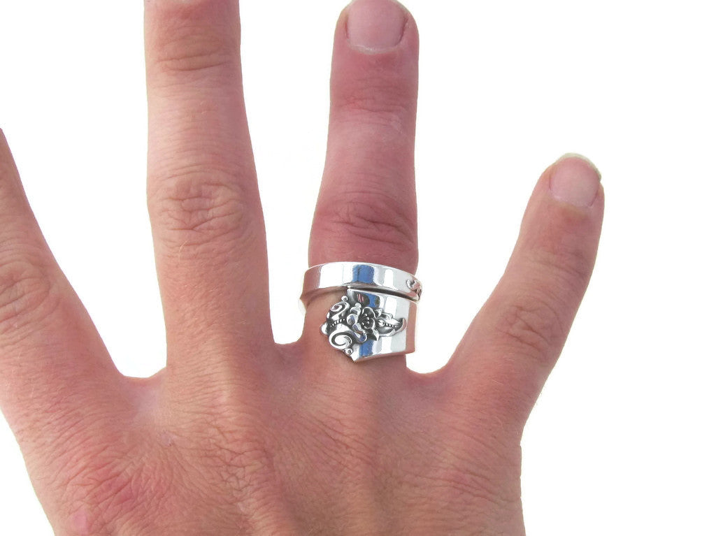 Modern Castle Rose Spoon Ring Sterling Silver - Choose your size 6-15