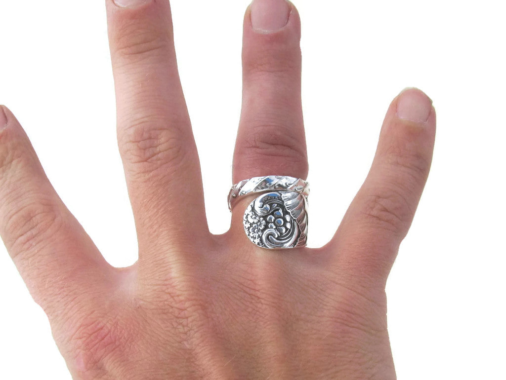Spoon Ring Ocean Rose Wrapped