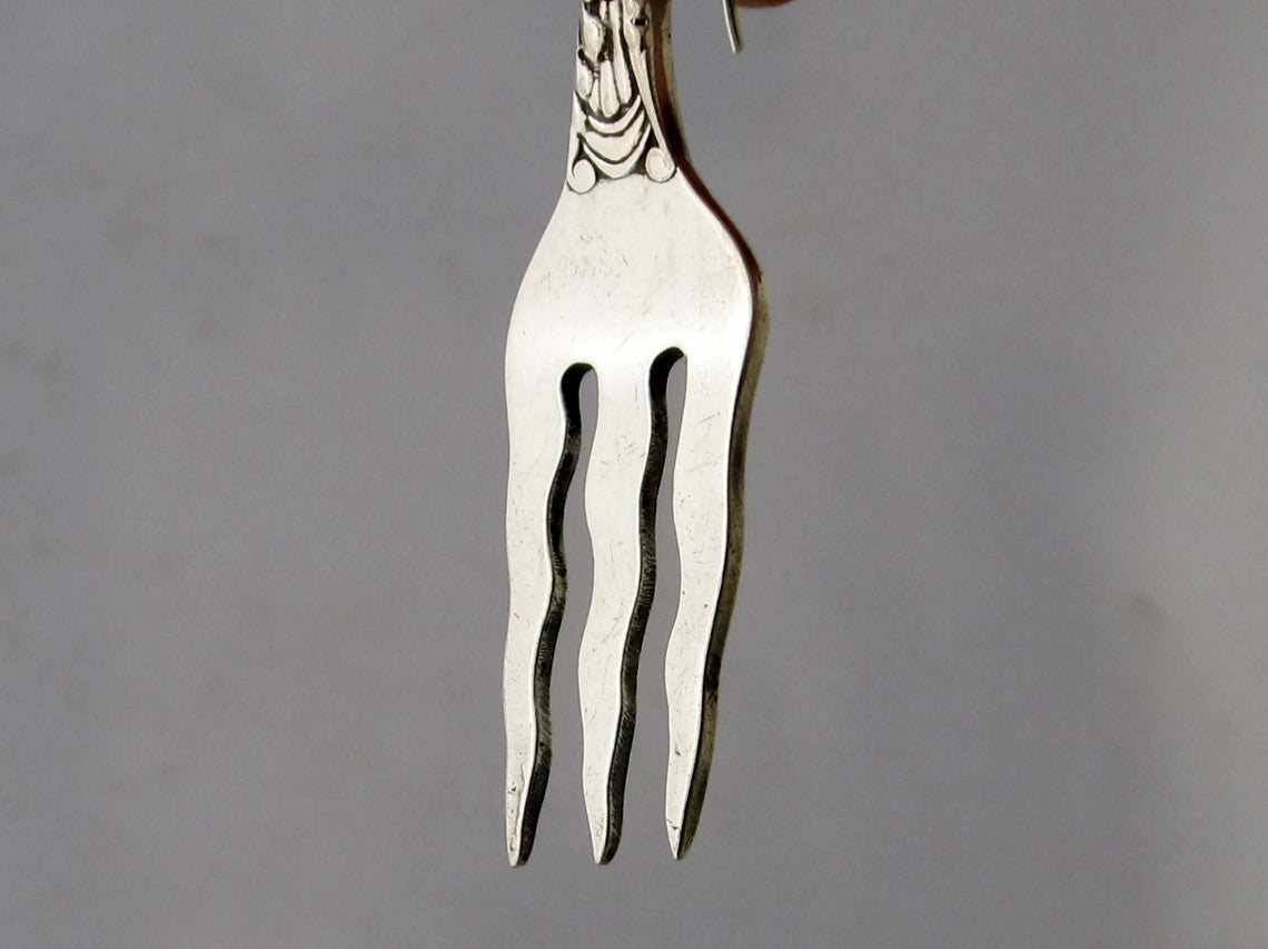Fork Silverware Earrings Saxony Pattern Sterling Silver Earwires