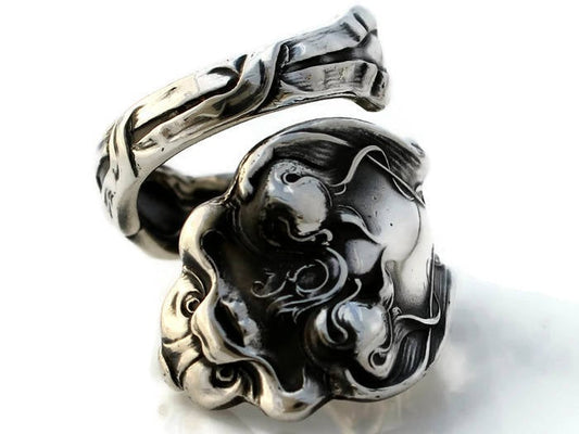 Sterling Silver Spoon Ring Dolphin Douvaine Art Nouveau by Unger 1890