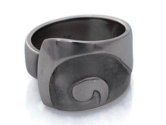 Stainless Steel Spoon Ring Mens Ring Sand Script