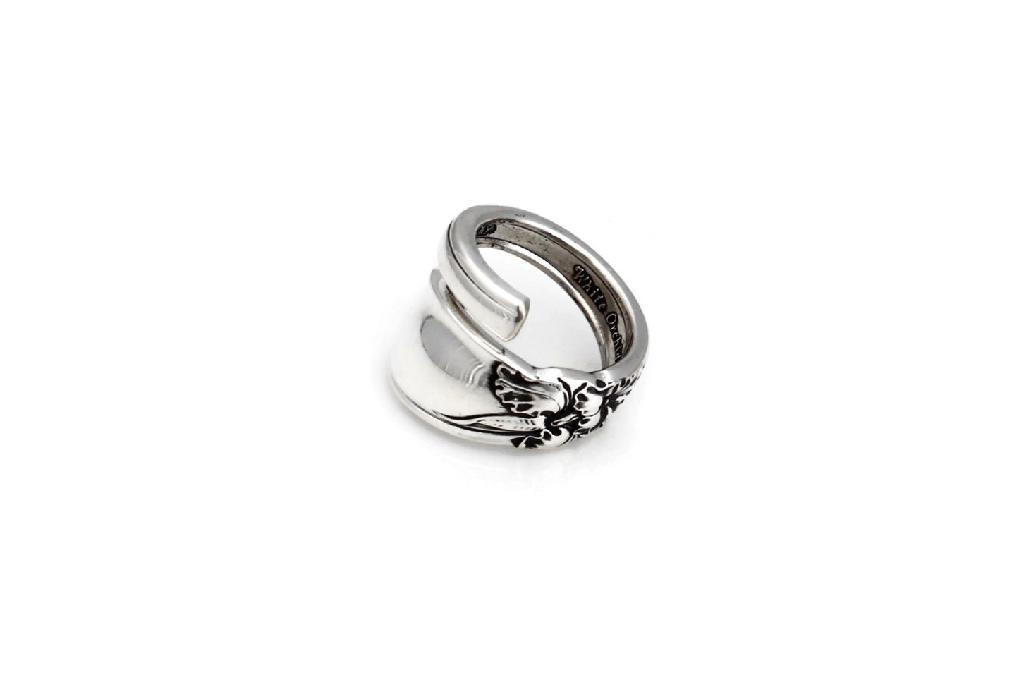 White Orchid Modern Wrapped Spoon Ring