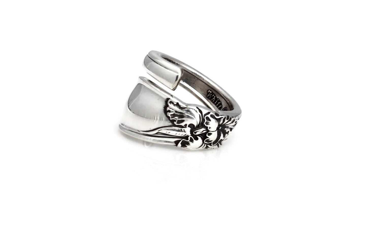 White Orchid Modern Wrapped Spoon Ring