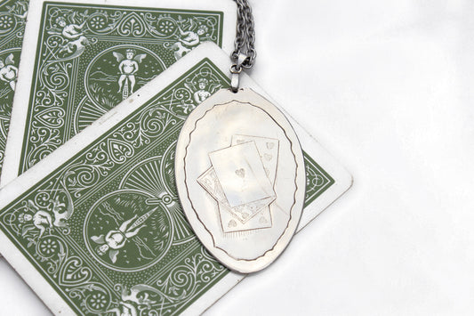The Gambler Playing Card Pendant Sterling Silver Spoon Bowl Pendant 2-8-1893