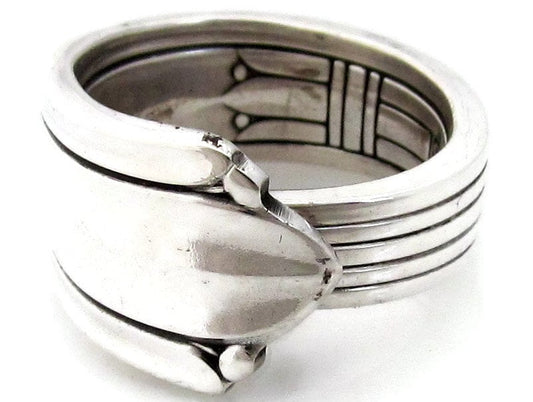 Silver Spoon Ring Cotillion, Art Deco Antique Silverware, Mens