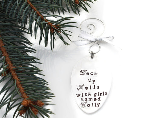 Funny Christmas Ornament Stocking Stuffer Naughty Ornament Tree Ornament Deck the Halls or Deck Your Balls? Gift for Him Gift for Her