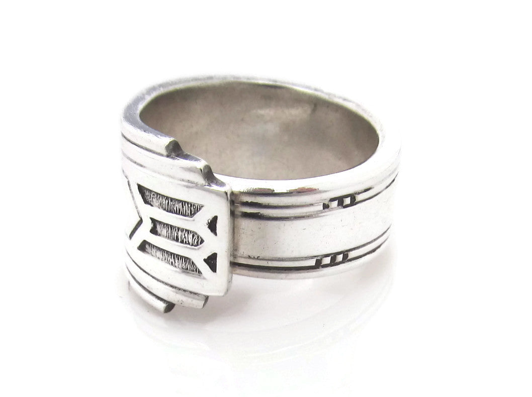 Friendship Aka Medality Art Deco Spoon Ring, band style, from 1932