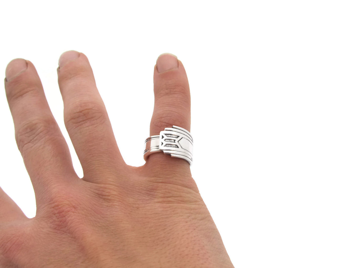 Friendship Aka Medality Art Deco Spoon Ring, band style, from 1932